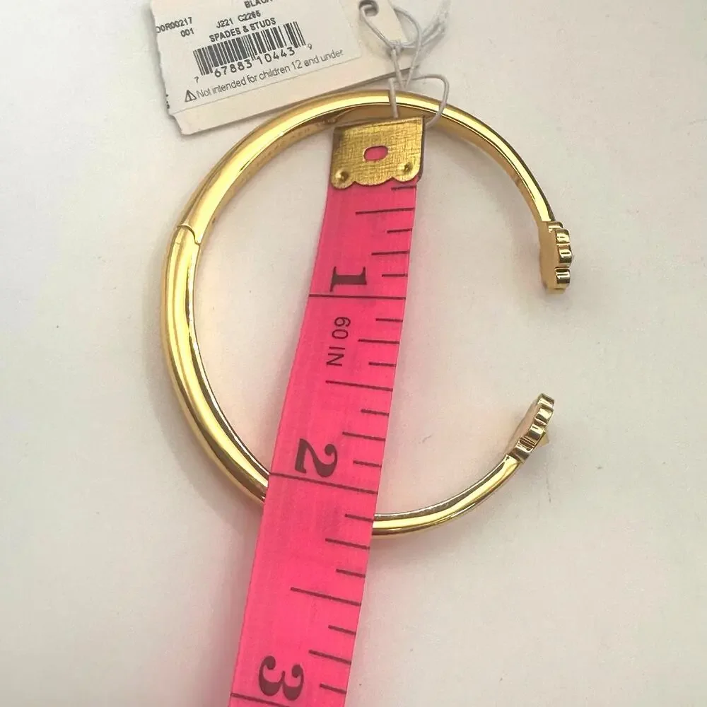 KATE SPADE Black Spades & Studs Cuff Bracelet Gold Plated Designer Bracelet - Picture 7 of 11